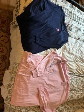 Navy Long Sleeve Tee with Pink Logo + Pink 'Simply Southern' Long Sleeve Tee